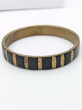 Vintage bracelet black inlay bangle bracelet